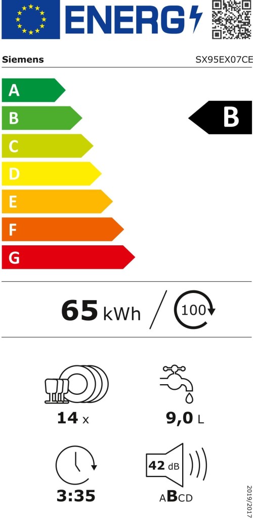 Siemens 14 seturi, SX95EX07CE, Mașină de spălat vase Clasa B, incorporabilă, import Germania 🇩🇪