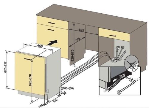 Heinner 10 seturi, HDW-BI4505IE++, Mașină de spălat vase Clasa E, incorporabilă