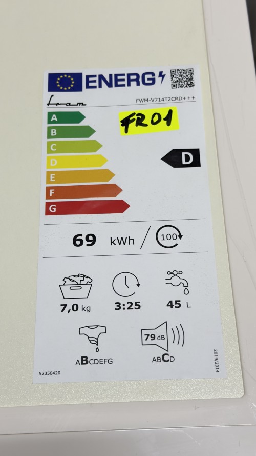 Fram 7 kg, FWM-V714T2CRD+++, Mașină de spălat rufe 1400 rpm, Clasa D