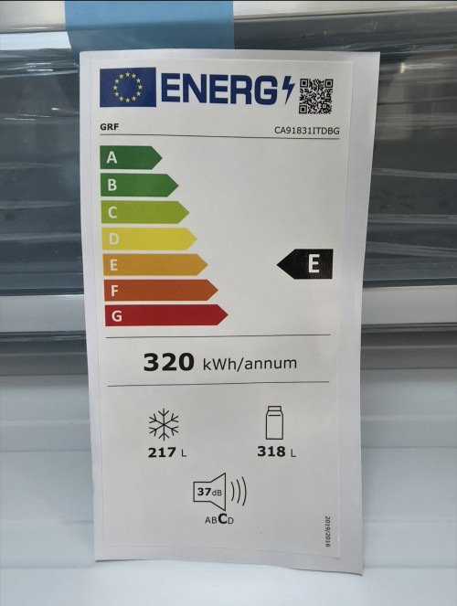 GRF 535L, CA91831ITDBG, Combina frigorifică French doors No Frost, Ice Maker racordat, dispenser apă, 4 uși, negru sticlă, import Italia 🇮🇹