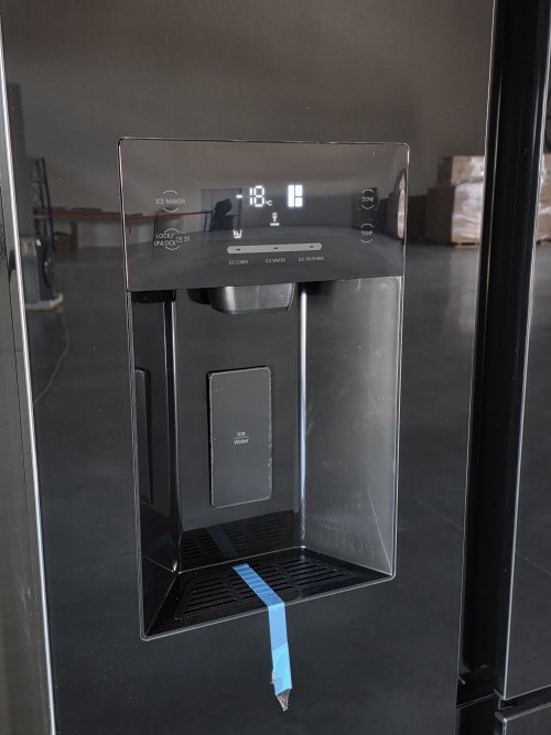 GRF 529L, T9183WIN2BG Frigider Side by Side sticlă neagră + dozator apă & gheață, – import Italia 🇮🇹