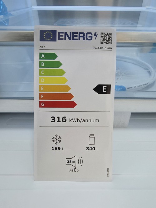 GRF 529L, T9183WIN2XG Frigider Side by Side inox + dozator apă & gheață, racord rețea –import Italia 🇮🇹