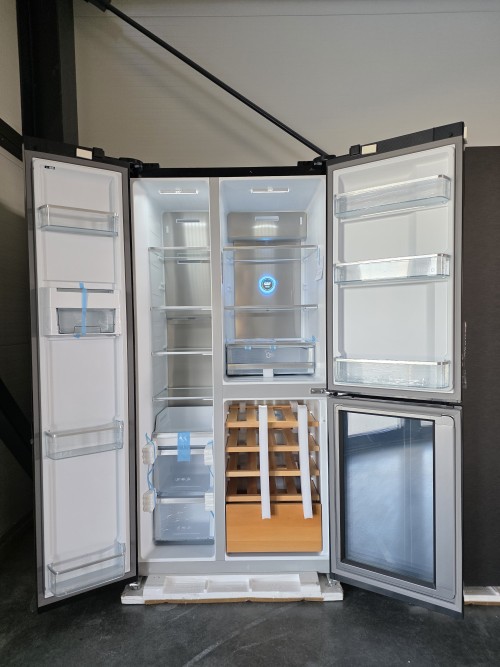 GRF 548 L, T9183WINBG – Combină frigorifică SIDE BY SIDE compartiment vinuri, sticlă neagră, import Italia 🇮🇹