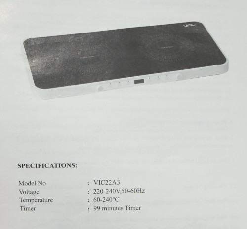 VOV VIC22A3 Plită cu inducție dublă 2 zone 2400W import Slovacia 🇸🇰