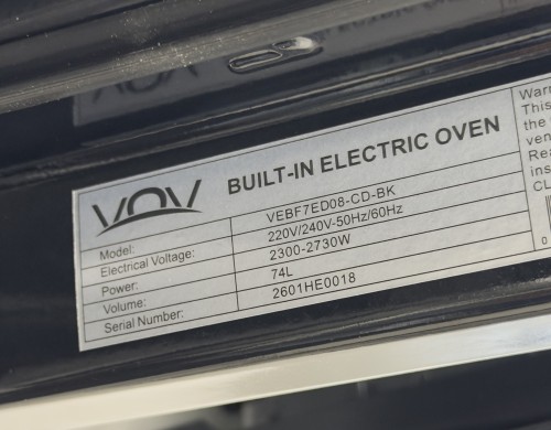 VOV VEBF7ED08-CD-BK Cuptor incorporabil electric import Slovacia 🇸🇰