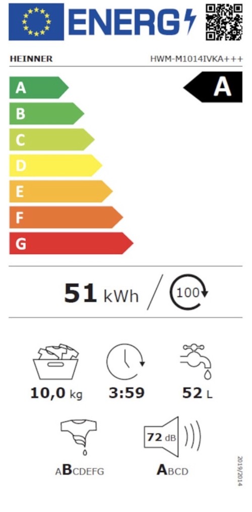 HEINNER 10 kg, HWM-M1014IVKA+++ Mașină de spălat rufe Clasa A Inverter