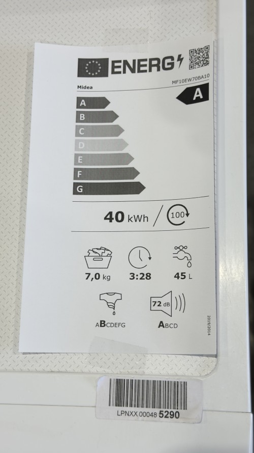 Midea 7 kg, MF10EW70BA10 Mașină de spălat rufe Clasa A Inverter import Germania 🇩🇪