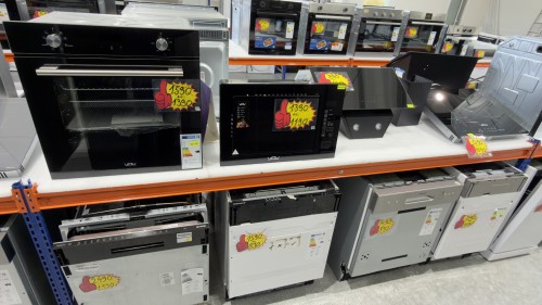 Set complet bucătărie VOV – Cuptor + Plită inducție + Hotă + Microunde, design negru modern, import Slovacia 🇸🇰