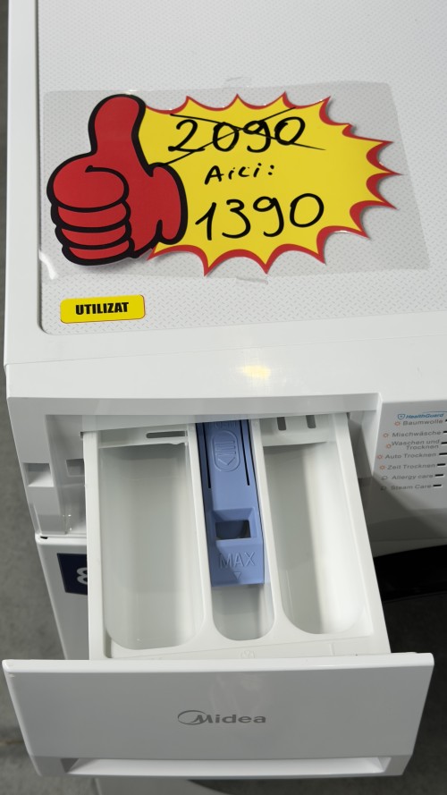 Midea 8/6 kg, MF200D86WB-14DAS – mașină de spălat cu uscător, Clasa A/D, import Germania 🇩🇪