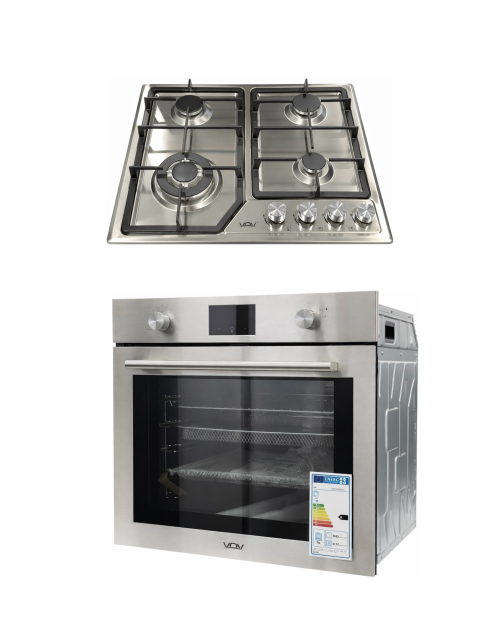 Set bucătărie VOV – Cuptor electric + Plită pe gaz, inox, import Germania 🇩🇪