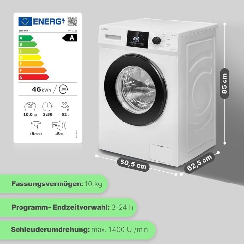 Bomann 10 kg, WA 7111 Mașină de spălat rufe 1400 rpm import Germania 🇩🇪