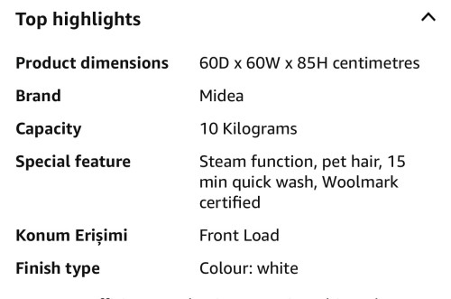 Midea 10 kg, MFV3EW100BA10 – Mașină de spălat rufe Clasa A, Steam, HealthGuard, SmartWash