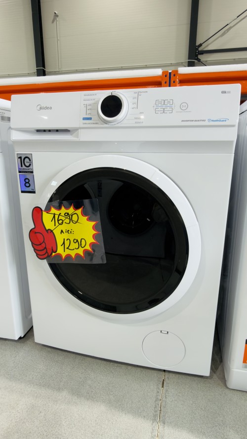 Midea 8 kg, MF10EWB0BA10 – Mașină de spălat rufe Clasa A, Steam, Inverter Quattro, HealthGuard