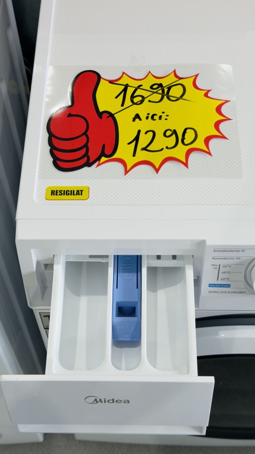 Midea 8 kg, MF10EWB0BA10 – Mașină de spălat rufe Clasa A, Steam, Inverter Quattro, HealthGuard