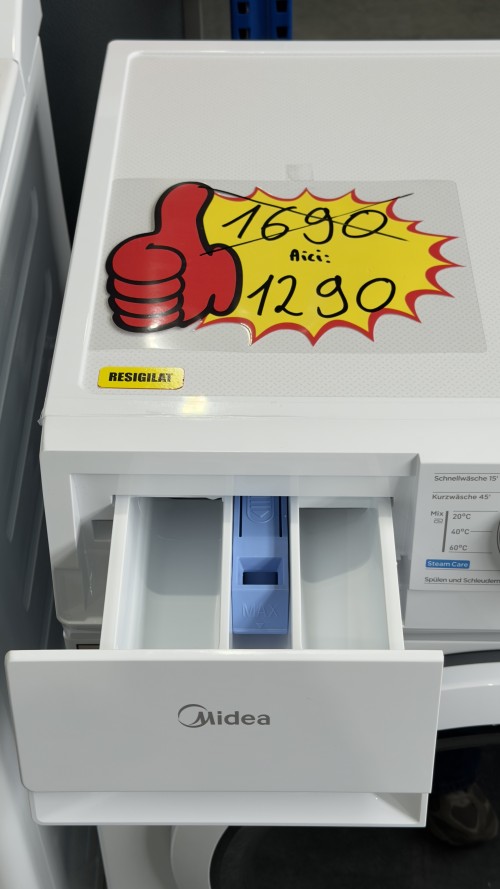 Midea 8 kg, MF10EWB0BA10 – Mașină de spălat rufe Clasa A, Steam, Inverter Quattro, HealthGuard