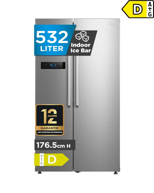 Midea 532 L, MERS530FGD02, Side by Side, Clasa D, Ice Bar, LED – import Germania 🇩🇪