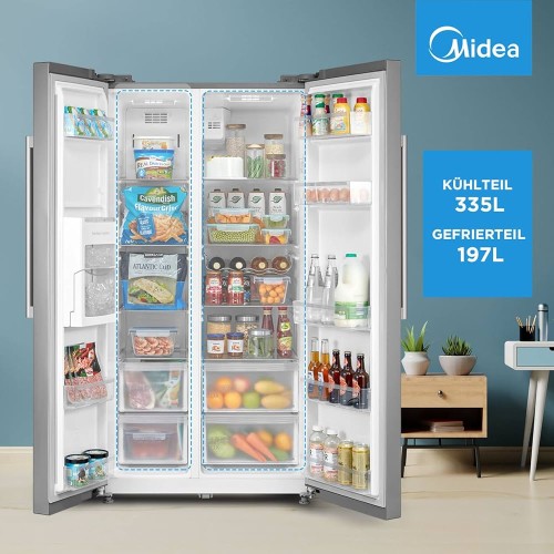 Midea 532 L, MERS530FGD02, Side by Side, Clasa D, Ice Bar, LED – import Germania 🇩🇪