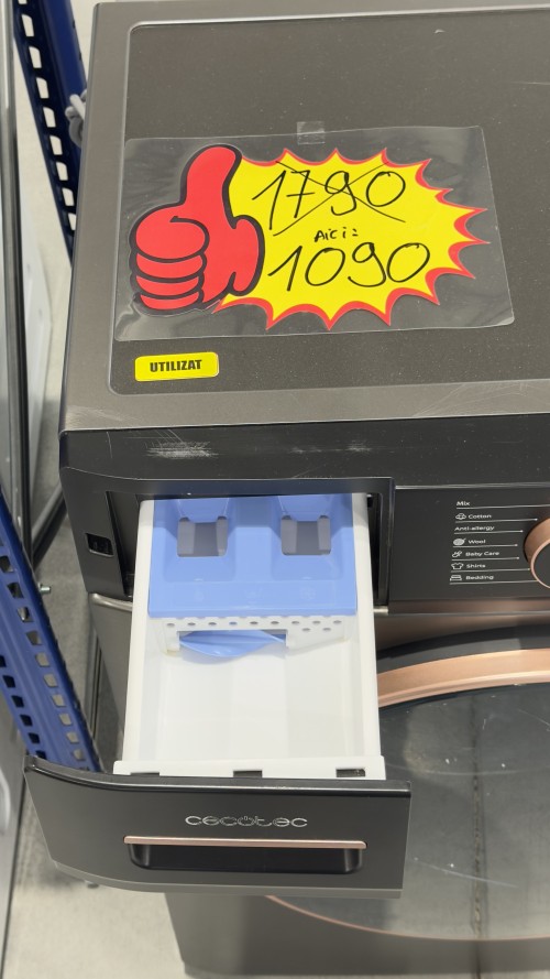 Cecotec 8 kg, 01925 mașină de spălat rufe 1400 rpm, Clasa A, Inverter – import Germania 🇩🇪