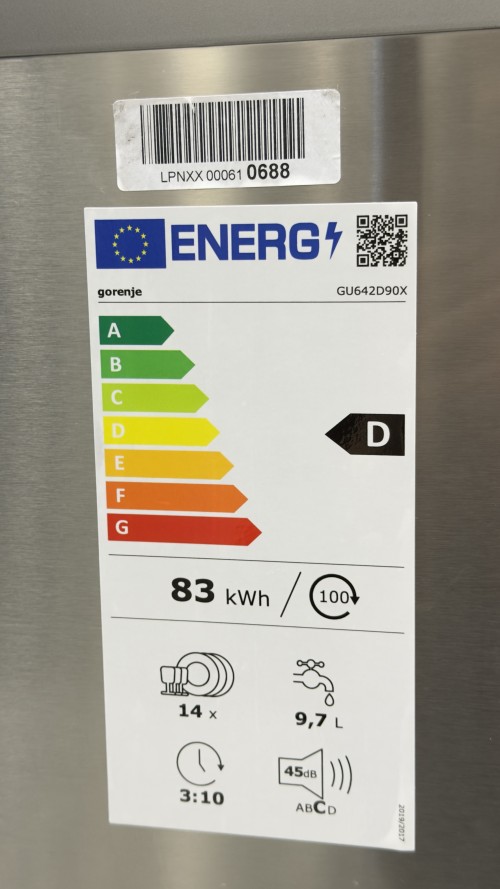 GORENJE 14 seturi, GU642D90X Mașină de spălat vase Clasa D TotalDry inox import Germania 🇩🇪
