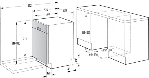 GORENJE 14 seturi, GU642D90X Mașină de spălat vase Clasa D TotalDry inox import Germania 🇩🇪