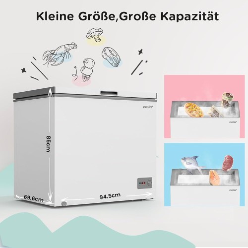 COMFEE 200L, RCC201WH6(E) – Ladă frigorifică Clasa A, inverter, import Germania 🇩🇪
