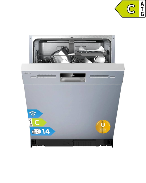 Midea 14 seturi, SU 5.35X14CS – Mașină de spălat vase Clasa C, WiFi, Auto Open Door, import Germania 🇩🇪
