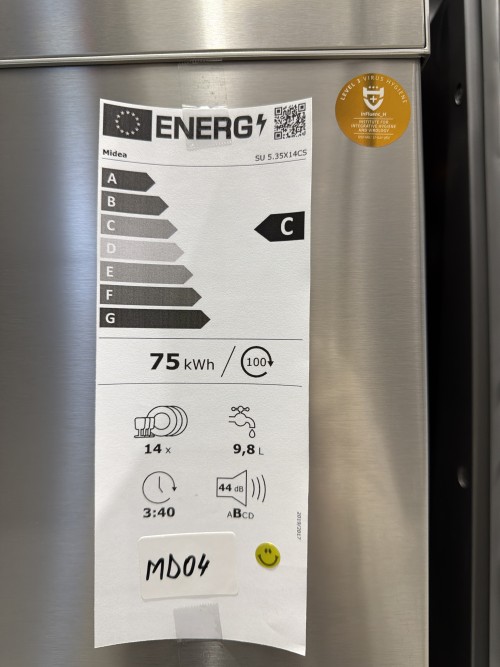 Midea 14 seturi, SU 5.35X14CS – Mașină de spălat vase Clasa C, WiFi, Auto Open Door, import Germania 🇩🇪