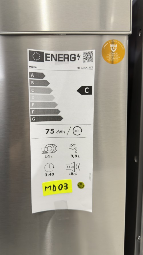 Midea 14 seturi, SU 5.35X14CS – Mașină de spălat vase Clasa C, WiFi, Auto Open Door, import Germania 🇩🇪