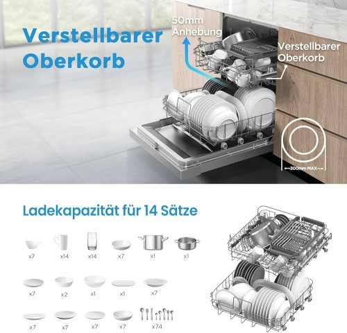 Midea 14 seturi, SU 5.35X14CS – Mașină de spălat vase Clasa C, WiFi, Auto Open Door, import Germania 🇩🇪