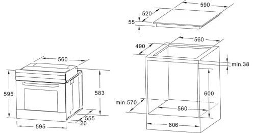 Set cuptor + plită vitroceramică Hanseatic HB70AS+HC46CB – 70L, 60cm Clasa A, display digital, import Germania 🇩🇪