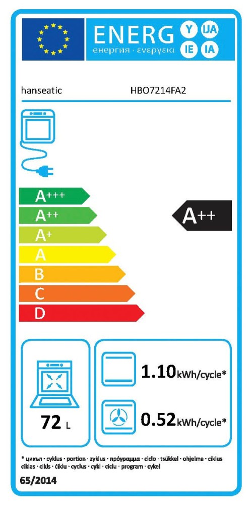 Hanseatic 72L, HBO7214FA2 – Cuptor electric incorporabil AirFry, A++, display touch, import Germania 🇩🇪