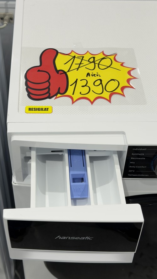Hanseatic 7 kg, HWMA714A – Mașină de spălat rufe 1400 rpm, Steam, Clasa A, Slim 48 cm, import Germania 🇩🇪