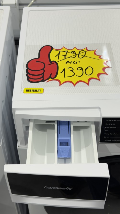 Hanseatic 7 kg, HWMA714A – Mașină de spălat rufe 1400 rpm, Steam, Clasa A, Slim 48 cm, import Germania 🇩🇪