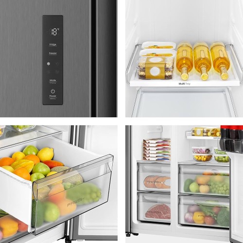 Hisense 544L, RS3P558NEFE – Combină frigorifică Side by Side Total No Frost, Inverter, Multi Air Flow, Black, import Germania 🇩🇪