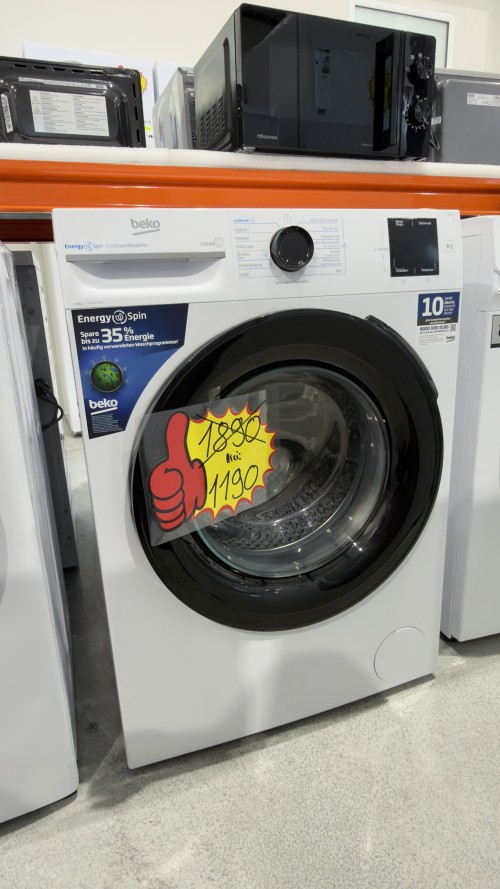 Beko 8 kg, BM3WFU3841X – Mașină de spălat rufe 1400 rpm, Clasa A, SteamCure, import Germania 🇩🇪