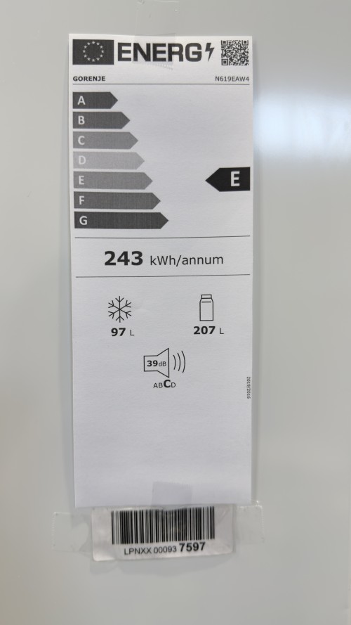Gorenje 304L, N619EAW4 – Combină frigorifică No Frost, display touch, 186 cm, import Germania 🇩🇪