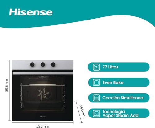 Hisense 77L, B161111AX – Cuptor incorporabil Steam Clean, Pizza, 300°C, import Germania 🇩🇪