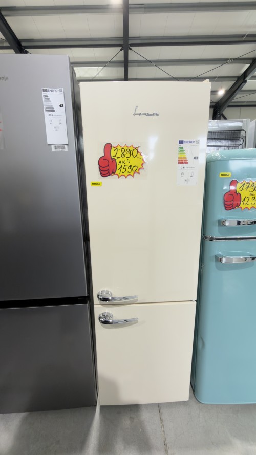 FRAM 268L, FC-VRL2681BGE++, Combină frigorifică design retro crem