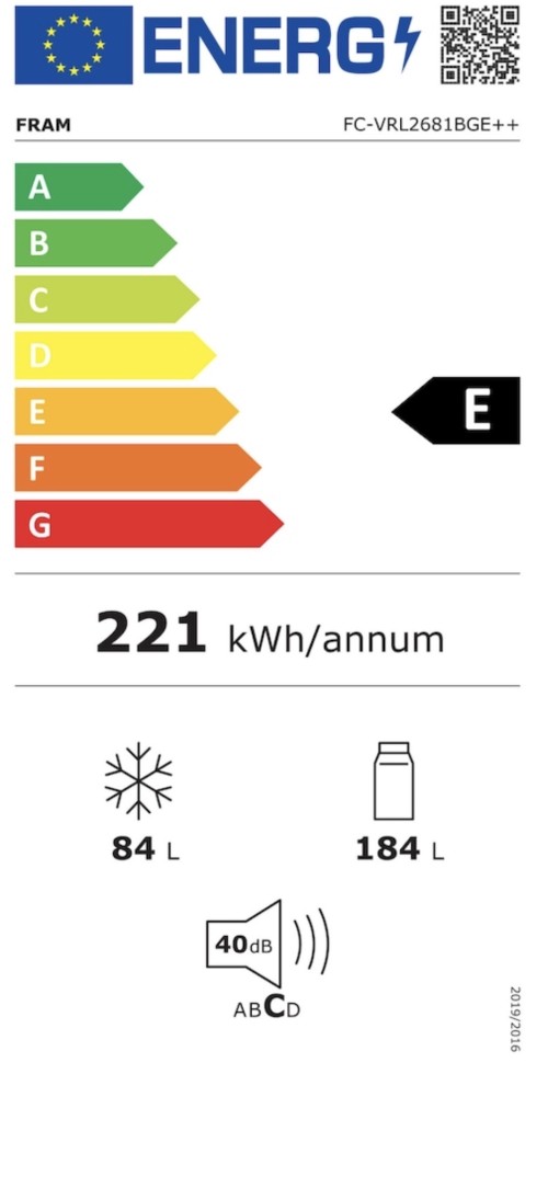 FRAM 268L, FC-VRL2681BGE++, Combină frigorifică design retro crem