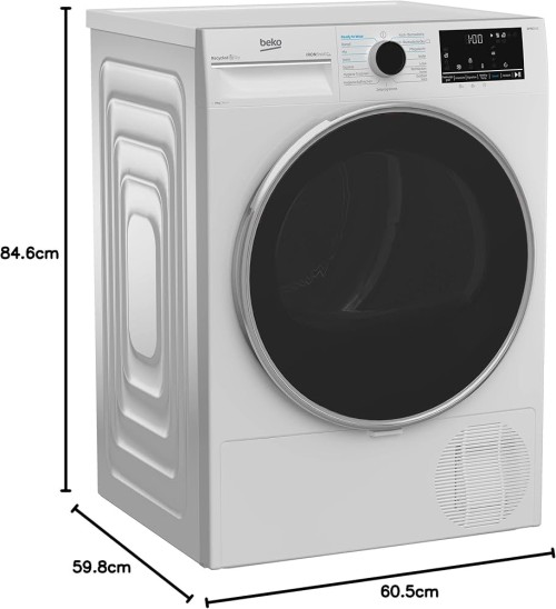 Beko 8 kg, B5T4824IF, Uscător rufe IronFinish cu abur, pompă de căldură, Clasa C, import Germania 🇩🇪
