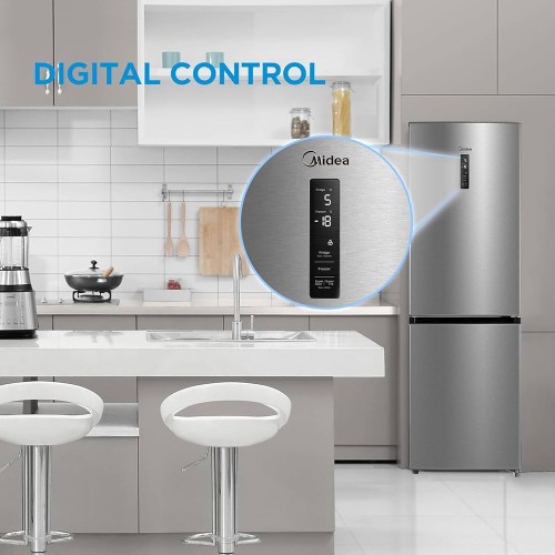 Midea 338L, MERB345MGC02 – Combină frigorifică No Frost, Clasa C, inox, import Germania 🇩🇪