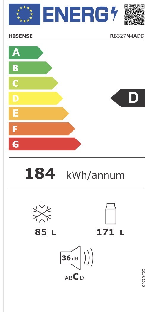Hisense 256L, RB327N4ADD – Combină frigorifică Clasa D, Total No Frost, inox, import Germania 🇩🇪