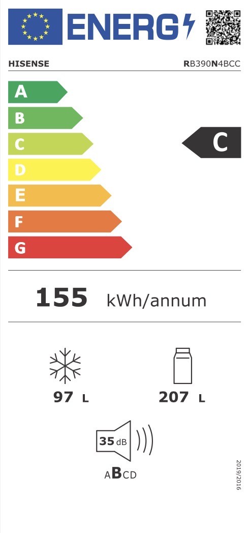 Hisense 304L, RB390N4BCC – Combină frigorifică Clasa C, Total No Frost, inox, import Germania 🇩🇪