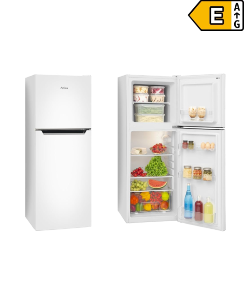Amica 138L, DT 372 150 W – Combină frigorifică Clasa E, congelator sus, albă, import Germania 🇩🇪