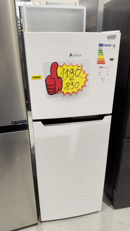 Amica 138L, DT 372 150 W – Combină frigorifică Clasa E, congelator sus, albă, import Germania 🇩🇪