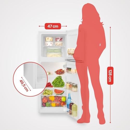Amica 138L, DT 372 150 W – Combină frigorifică Clasa E, congelator sus, albă, import Germania 🇩🇪