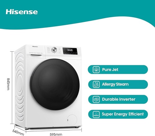 Hisense 8/5 kg, WDQA8014EVJM – Mașină de spălat cu uscător Clasa A/D, motor inverter, aburi, import Polonia 🇵🇱