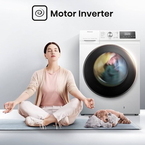 Hisense 8/5 kg, WDQA8014EVJM – Mașină de spălat cu uscător Clasa A/D, motor inverter, aburi, import Polonia 🇵🇱