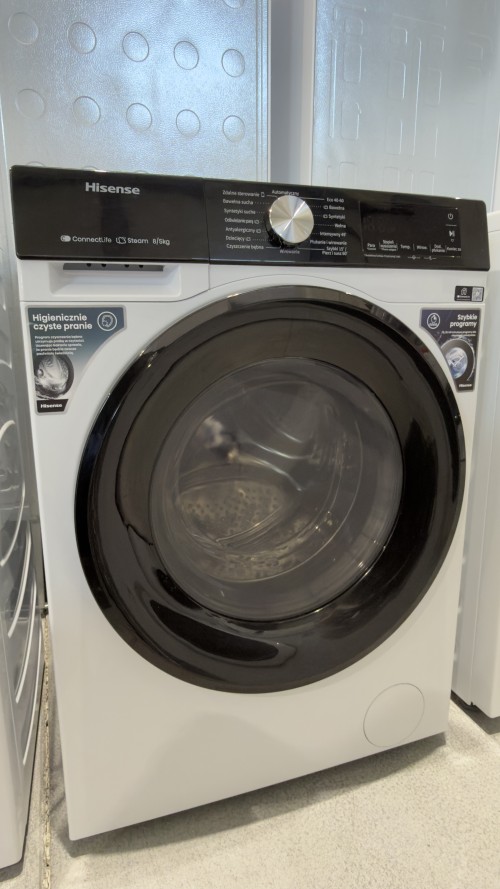 Hisense 8/5 KG WD3S8043BW3 – mașină de spălat cu uscător Clasa A/D, ConnectLife WiFi, Steam, import Polonia 🇵🇱