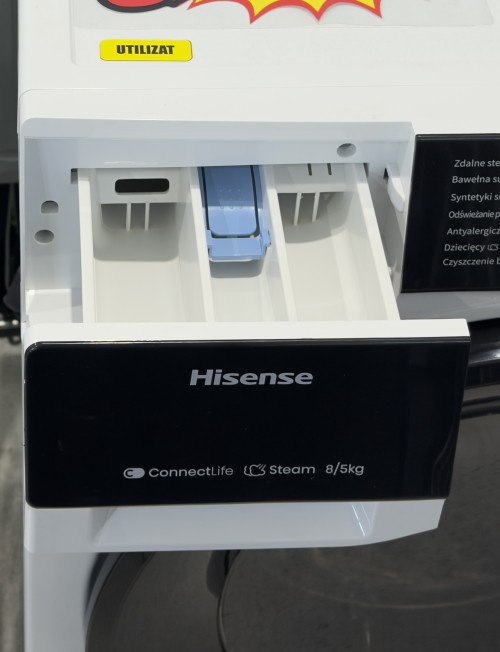 Hisense 8/5 KG WD3S8043BW3 – mașină de spălat cu uscător Clasa A/D, ConnectLife WiFi, Steam, import Polonia 🇵🇱